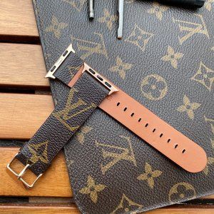 Luxury Apple Watch Band Leather Designer Print Brown 38mm 40mm 42/44mm Rose Gold